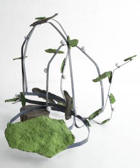 Aliki Palaska, Floating Grass, metalic construction, casted parts from acrilic dust, paint suitable for outdoors environment, H 120 x W 238 x L 118 cm